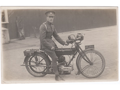 Royal Artillery coporal on Triumph Motorbike postcard Image 2
