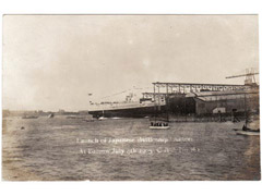 Battleship Katori launching photographic postcard