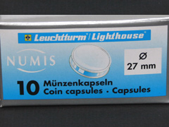 Pack of 10 Lighthouse 27mm coin capsules