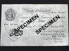 White Five Pound Note from 1952 Image 2