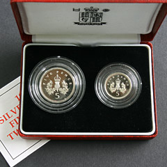1990 Five Pence Silver Proof Two Coin Set Image 2