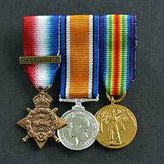 WW1 Mons Trio Mounted Miniature Medal Group  Image 2