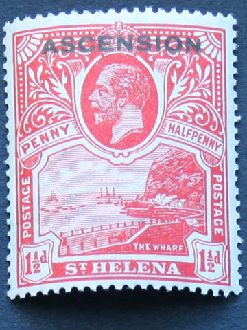 Ascension One and a Half Pence SG3 1922 KGV Stamp