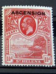 Ascension One and a Half Pence SG3 1922 KGV Stamp