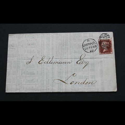 Postally Used Penny Red 1868 on Piece