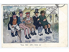 John Bull Fishing Here is Free Political Comic Postcard