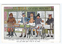 John Bull General Merchant comic political postcard