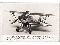Sopwith Hawker Fury photographic postcard