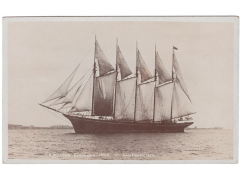 Photographic postcard of the Schooner - Inca 