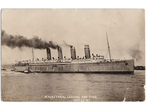 Mauretania Leaving the Tyne Postcard