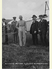 Real Photographic postcard of Aviator B.C. Hucks at Scarborough 