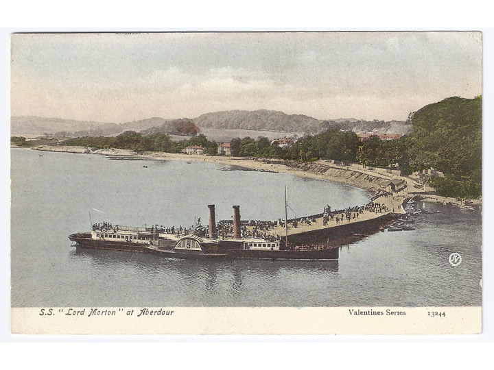 SS Lord Morton at Aberdour coloured postcard