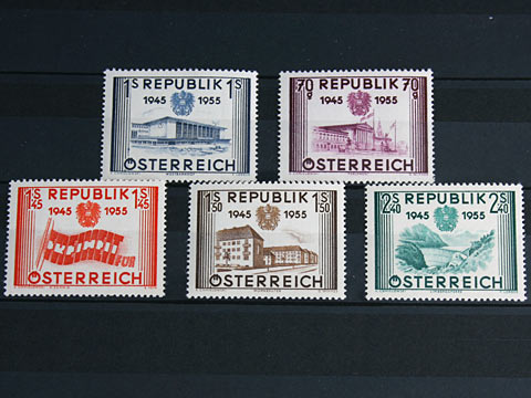 1955 10th Anniversary Austrian Republic Mint Stamps