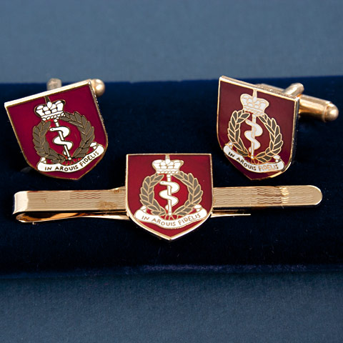 RAMC boxed cufflink and tie bar