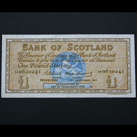 Scottish 1962 Bank of Scotland One Pound Banknote