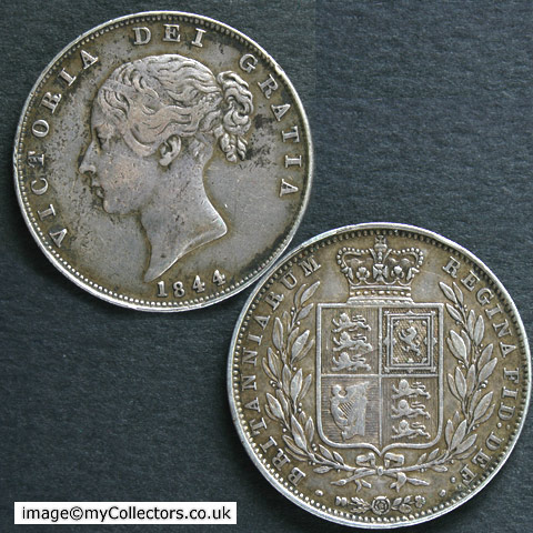 1844 Victorian Half Crown