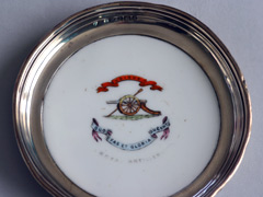 Aynsley silver and enameled RA ashtray