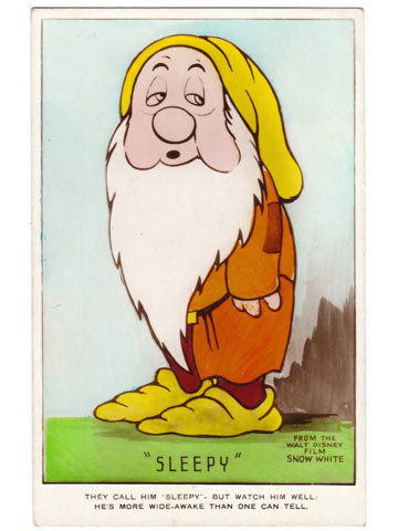 Sleepy - Snow White Disney Real Photographic Postcard