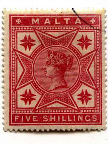 Malta 1886 5 Shilling Rose Used Stamp