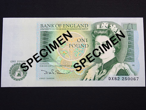 Green One Pound Banknote DHF Somerset 1981