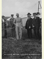 Real Photographic postcard of Aviator B.C. Hucks at Scarborough